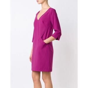 Trina Turk Dress 0 Women’s Silvia V-Neck Shift Chic Cocktail Boysenberry $328